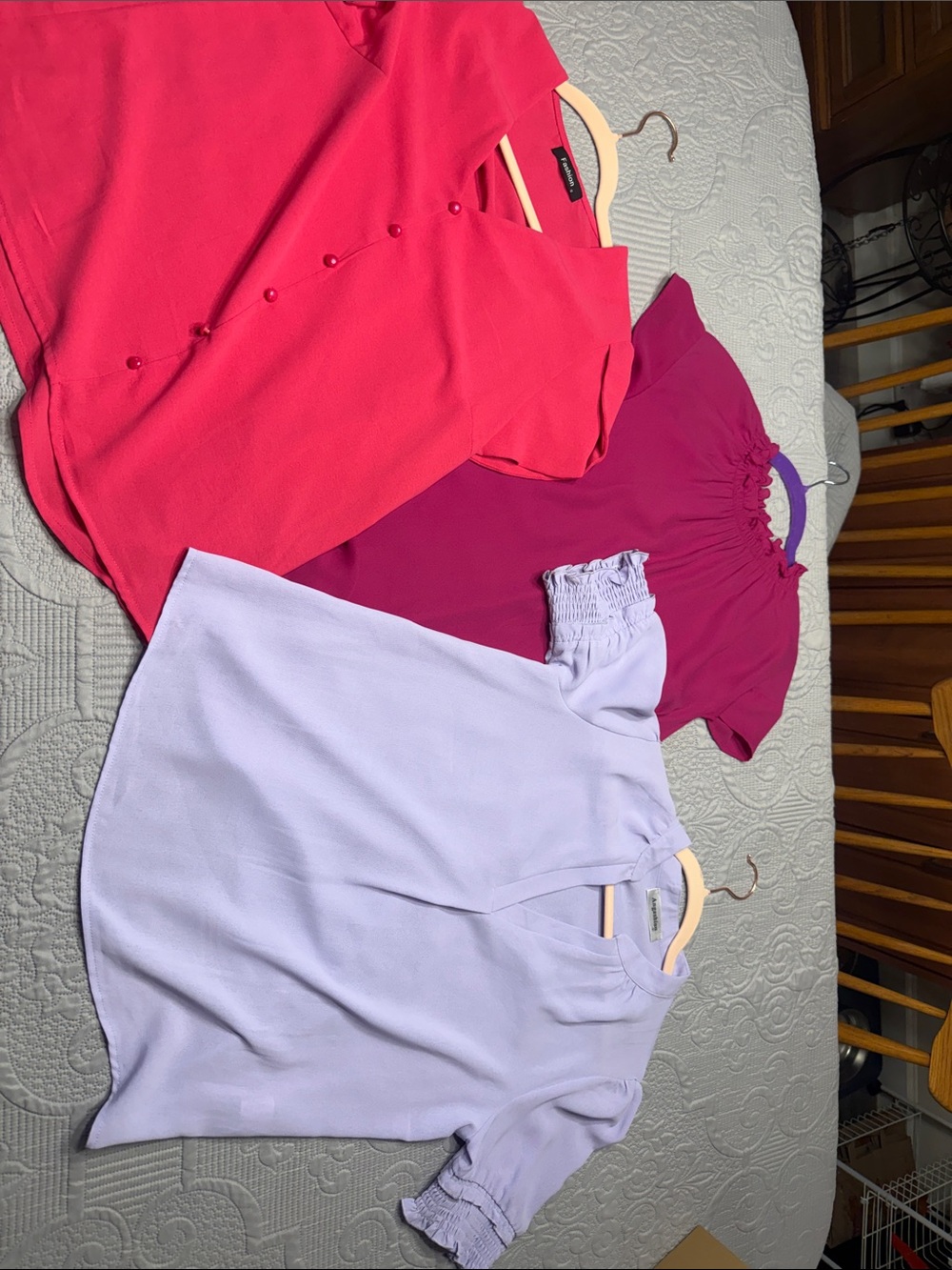 Women's Trio Blouse Set in Lavender, Fuchsia & Coral